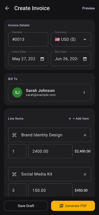 Create invoice