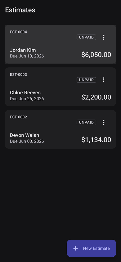 Estimates view